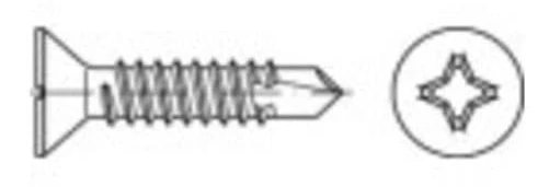 TOOLCRAFT borsskruv 6,3 mm 38 mm korsspår Philips stål galvaniserad 250 st