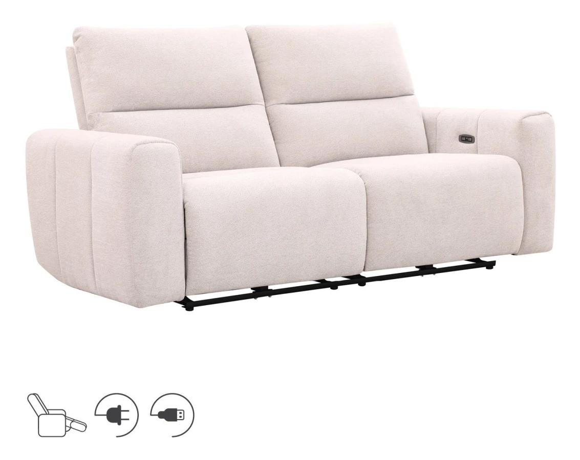 Reclinersoffa Ödmark 3-sits med elektrisk mekanism - ljusbeige