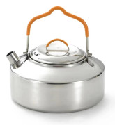 Bärbar campingvattenkokare, 304 rostfritt stål, för te och kaffe, med handtag, för camping, picknick och backpacking.