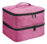 Bärbar dubbelskiktad förvaringsväska för nagellack och eteriska oljor Rose Red 26x22x19cm