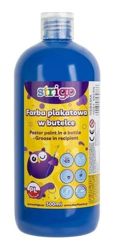 affischfärg i flaska 500 ml blå STRIGO