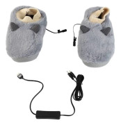 Justerbara USB-uppvärmda skor, halkfri plysch, för män, vinter, varma, mjuka, bekväma