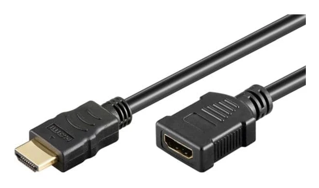 Neutralle videoförlängningskabel HDMI M - HDMI F, HDMI 2.0 - Premium High Speed, 2 m, guldförgyllda kontakter, svart