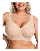 Trådlös Jelly-BH för kvinnor, plusstorlek, stödjande, sömlös, bekväm, lätt BH för dagligt bruk Skin Leopard 4XL