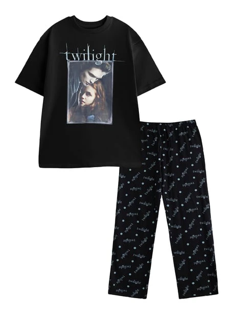Twilight Pyjamas för kvinnor/damer med logotyp och korta ärmar