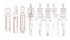 Modeillustration Linjaler Skissmallar Linjal Sömnad Humanoida Mönster Design Kläder Meas