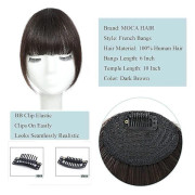 Clip In Bangs 100% Äkta Hår Clip In Hårförlängningar Clip On Bangs Mörkbrun Clip In Bangs Äkta Hår Falska Bangs För Naturligt Hår