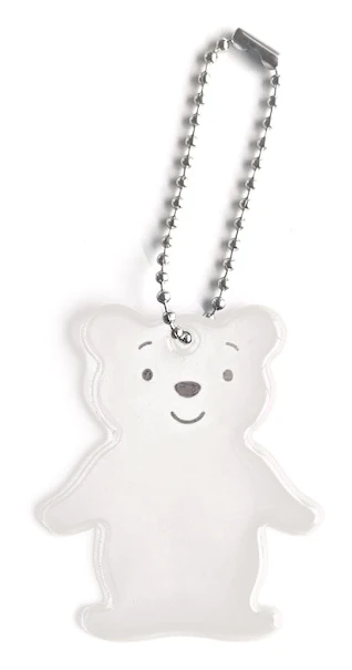 Säker reflekterande nyckelring för väska ryggsäck hänge björn ornament reflexer Silver white