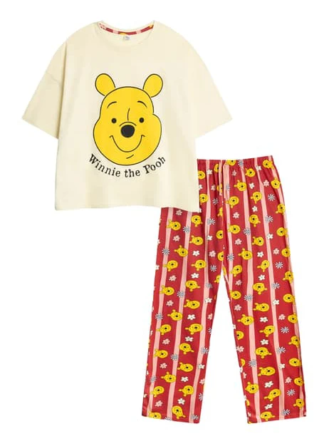 Nalle Puh Dam Kortärmad Lång Pyjamas Set