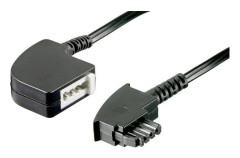 BASETech BT-1602134, 15 m, TAE-F plug, TAE-F connector, Svart, Hankoppling, Honkoppling