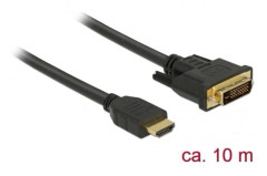 Delock - Adapterkabel - HDMI hane till DVI-D hane - 10 m - trippelskärmad - svart - tumskruvar