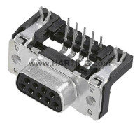 Harting 09 66 252 7613, D-Sub SV, Svart, Rostfritt stål, Honkoppling, Vinklad, Stål, Termoplastisk harts, Koppar