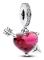 Charm Pendant - PANDORA - Röd Hjärta och Pilar - Murano Glas - Silver - Kvinna