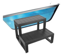 Badsteg, WPC-material, 2-stegsdesign, 60 cm x 54 cm x 42,3 cm, golvstående, enkel montering