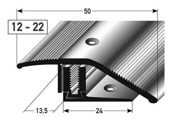 Profilrör återställning Laminat H 12 x 22 mm L 50 mm Anodiserad aluminium Genomborrad Flex-Or klar