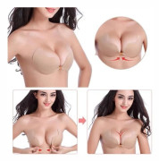Push-up självhäftande silikonbh för perfekt dekolletage - Beige