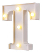LED Bokstavslampa T, Vattentät Plast Alfabet Nattlampa för Fest Bar Café Väggdekor, Varmvit, 22 cm T