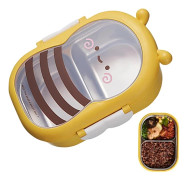 Mellanmålsbehållare för barn, rostfritt stål, uppdelad lunchlåda, läckagesäker, lättviktig för skola och resor, gul