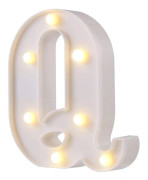 LED Bokstav Nattlampa Q, Vattentät Plast Alfabetlampa för Fest Bar Café Väggdekor, Varmvit 22 cm Q