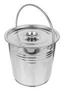 Askhink i rostfritt stål med lock och handtag för rengöring av eldstäder, spisar och grill, silver 7L