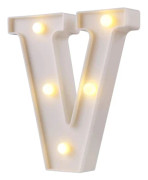 LED Bokstav Nattlampa V-form Vattentät Plast Varmvit Väggdekoration för Fest Bar Café 22cm V