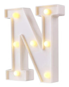 LED Bokstav Nattlampa Vattentät Plast Alfabetlampa för Fest Bar Café Väggdekor Varmvit N 22cm N
