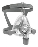 Helansikts CPAP-mask med huvudbonad, snabbkoppling, roterande anslutning, mjuk silikonkudde för hemmabruk, grå medium