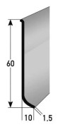 PROVISTON Plint Alu 10 x 60 x 2500 mm Rostfri Stålutseende Oplanerad