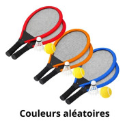 Gigantisk Tennis Set XL – 2 Rackets 55 cm, Vaffle och Mjuk Boll, Slumptalande Färger, Utomhusspel för Barn och Familj