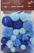 Tonal blue pom-poms 15–40 mm 30 st