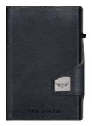 TRU VIRTU Kreditkortfodral i svart läder för kvinna och man - Click & Slide Doublewallet Nappa Black / Black 95621