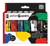 Set med akrylfärg Artist Acryl, 6 x 22 ml,