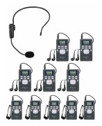 Retekess Turistsystem Mikrofon System 1 TR503 FM Sändare + 10 PR13 FM Mottagare för Konferens Träning Besök