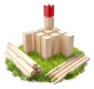 Ocean 5 Kubb Original Vikingaspel Premium FSC® Träspel i Canvasväska med Solida Pjäser, Svenskt Schackträ, Utomhusspel/Kastschackspel för Barn