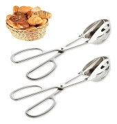 2 Kitchen Tongs, Double-Sided Hollow Stainless Steel Grill Tongs, Kitchen Utensils, Hotel Buffet Tongs, Food Tongs, Meets Most Needs