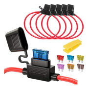 5 st 16AWG vattentät insticksbar medelstor bladsäkringshållare med kabel, DC 32V 20A tilläggskrets för bil T