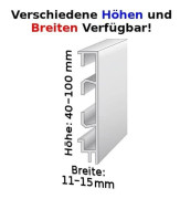 Sockel med kabelrännor H 60 mm l 15 mm anodiserad silver aluminium typ 465