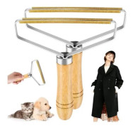 Rasoir Anti Bouloche, 2 Delar, Bärbar Lintborttagare med Trähandtag, Manuell Borste Anti Hår, Borttagning av Ludd Bärbar, (2)