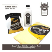 Meguiar's Mirror Bright Liquid Wax Kit med mikrofiberduk och applikatorer