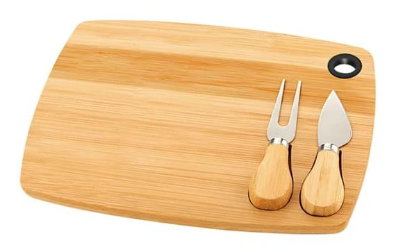 Ostbricka 3 delar i naturligt bambu, ultra praktisk, elegant och hållbar, Cheffinger ljusbrun.