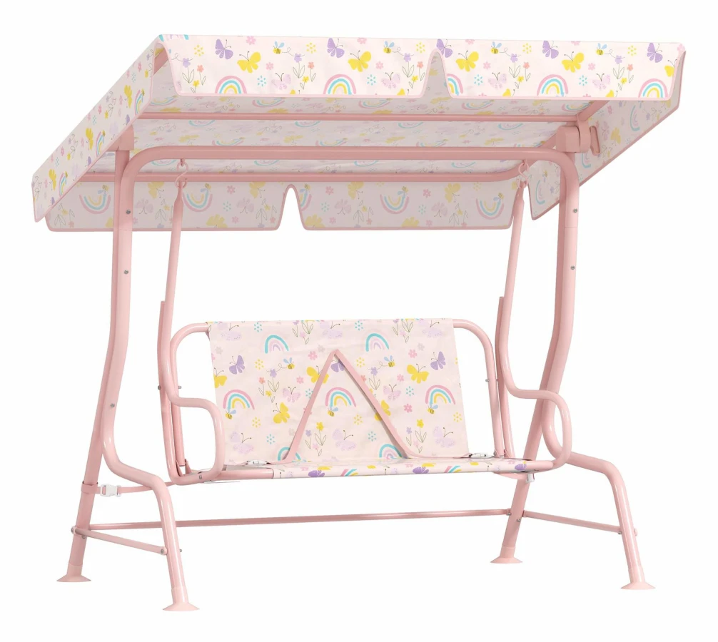 Barngunga – 2-sits, stålram, rosa, 60 kg kapacitet