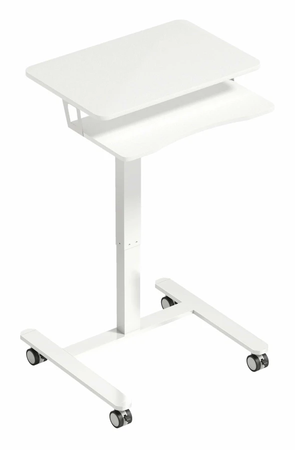Justerbart sitt-stå-skrivbord med tangentbordsbricka och hjul