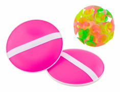 Runt paddelbollspel med sugkoppar, rosa