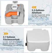 Bärbar campingtoalett – 10L sötvatten, läckagesäker, 200 kg kapacitet