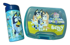 Set Måltid Barn Bluey med Matlåda och Flask 420ml Plast plast blå för Skola och Utflykter