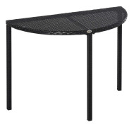 Halvrunt Balkongbord i Polyrattan, Svart 100x50x74 cm