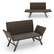 Utomhussoffa i polyrattan – Justerbara armstöd, 3-i-1-design