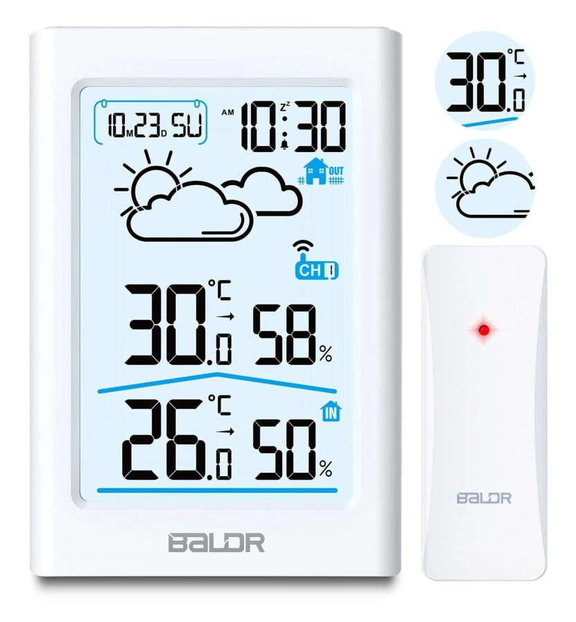 Väderstation med display BD-911 vit