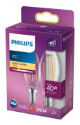 Philips 2-pack LED E14 Kron 4,3W (40W) Klar 470lm