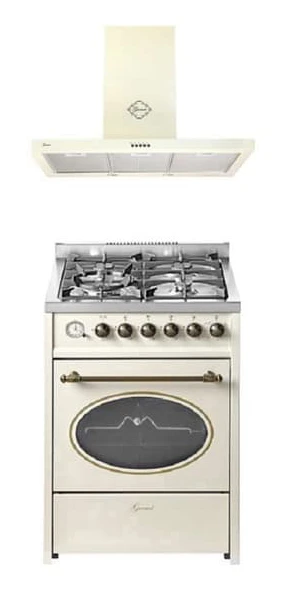 Fristående gaskök 60 cm GURARI GCH G 614 CR - 4 Kw WOK - Multifunktionell + köksfläkt GCH F 461 BG 9